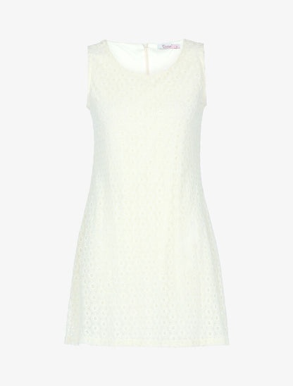 Robe en tulle à ronds graphiques - beige - 3