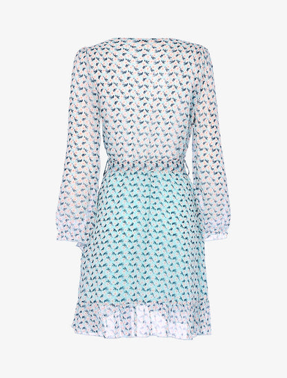 Robe en voile à imprimé fleuri - bleu - 2