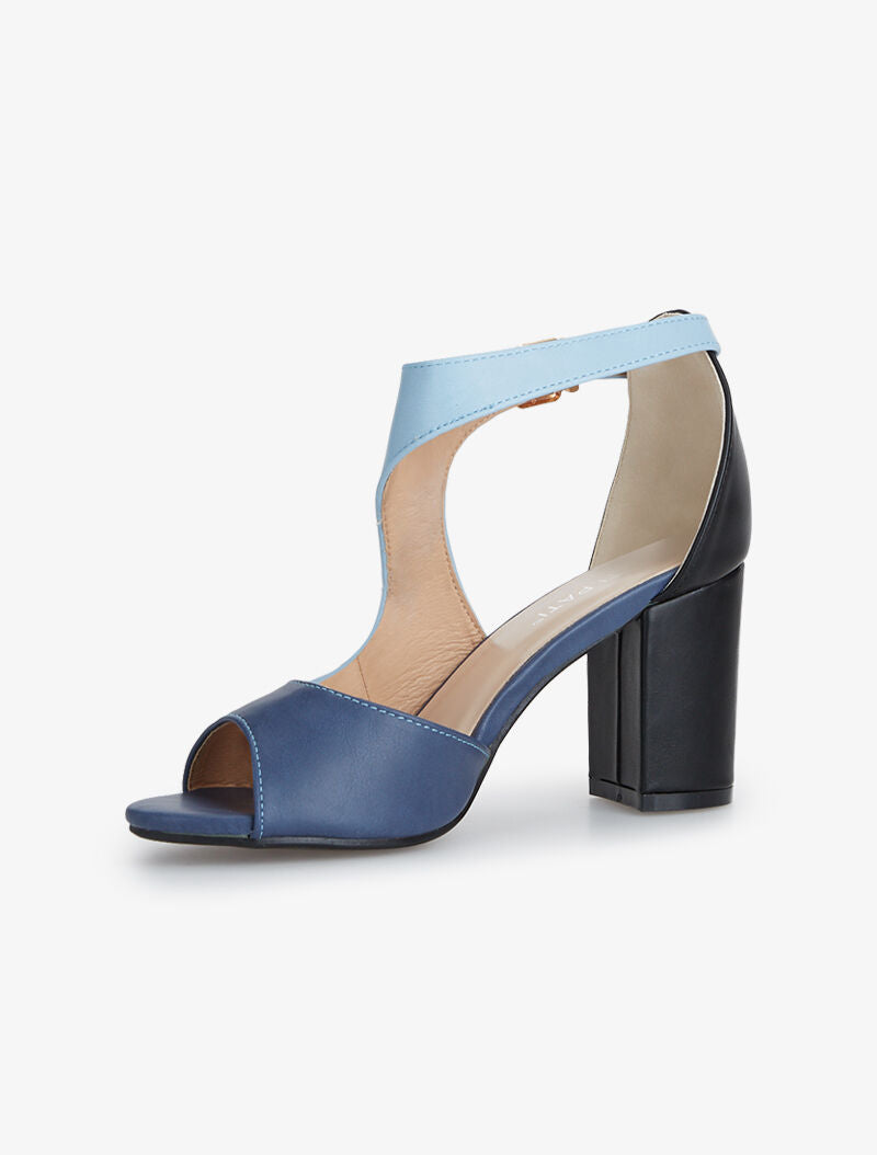 Sandales simili tricolore - marine/bleu/noir - 3