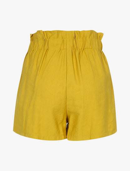 Short à taille haute froncée - jaune - 2