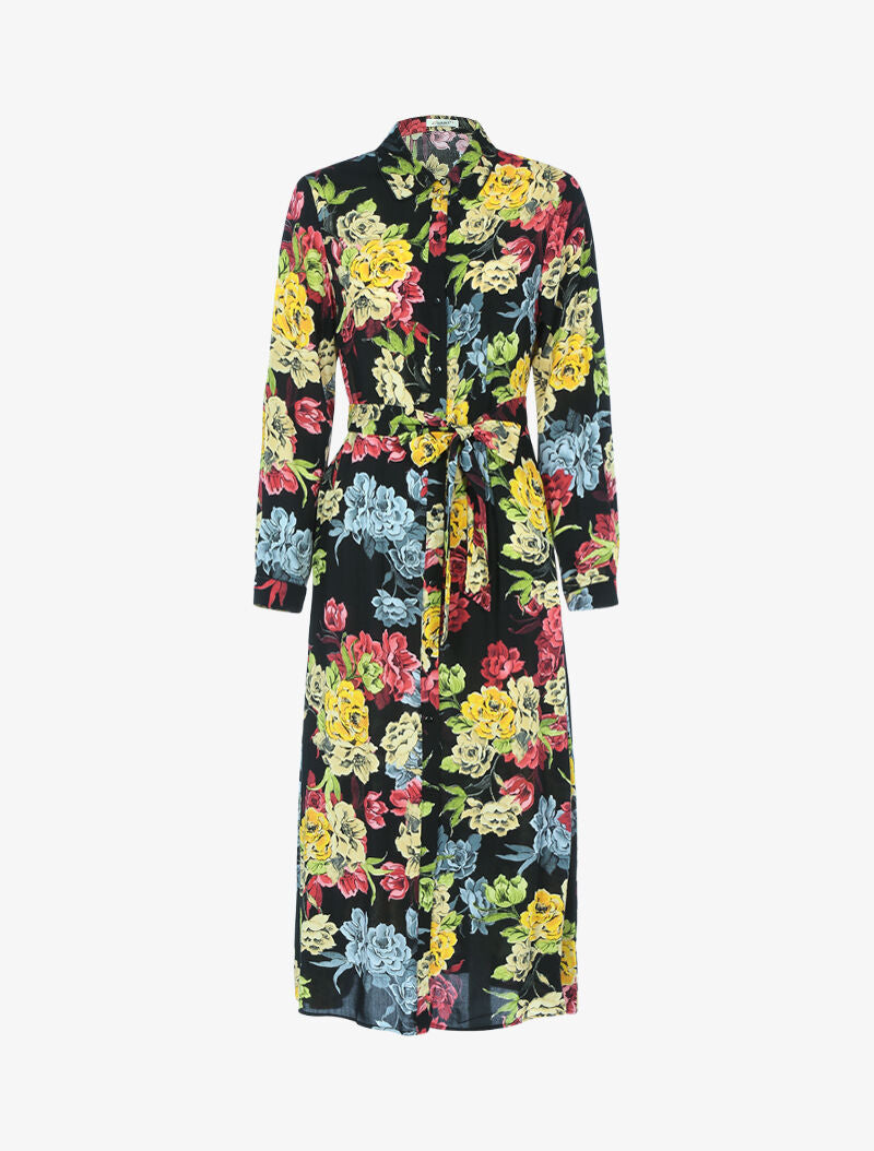 Robe à imprimé grosses fleurs - jaune - 1