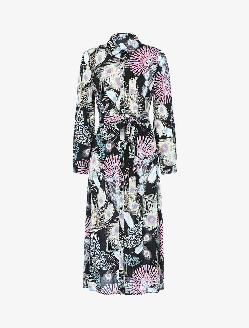 Robe à imprimé plume de paon - noir - 1