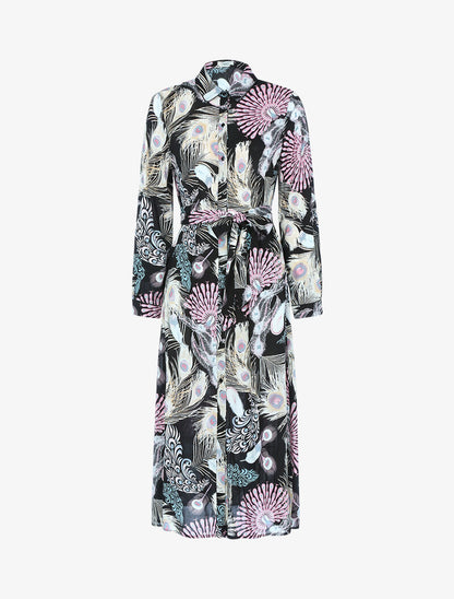 Robe à imprimé plume de paon - noir - 1