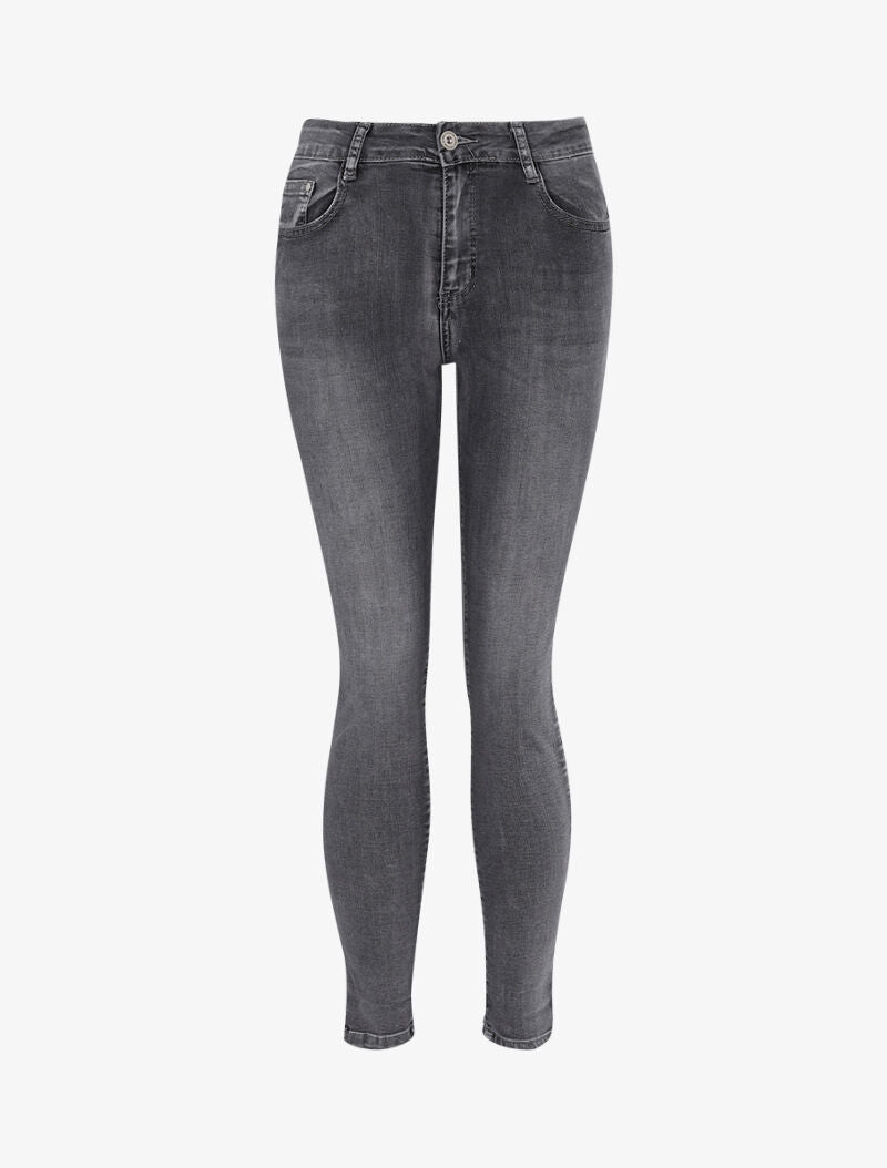 Jean 7/8 taille haute stretch - gris foncé