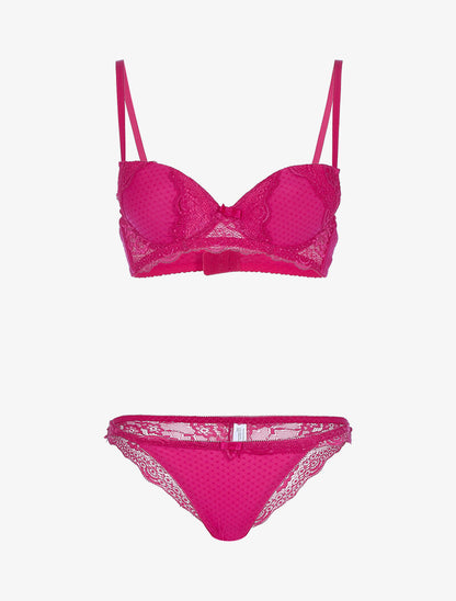 Ensemble bi matière - fushia - 1