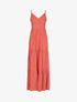 Robe longue en coton encolure V - corail - 3