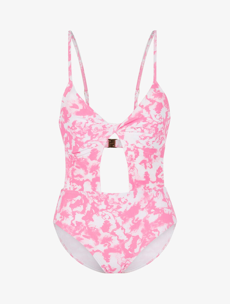 Trikini à imprimé délavé - rose/blanc - 3