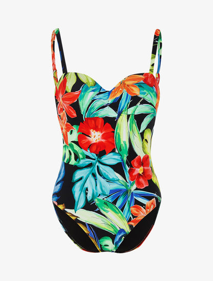 Monokini à imprimé tropical - noir - 1