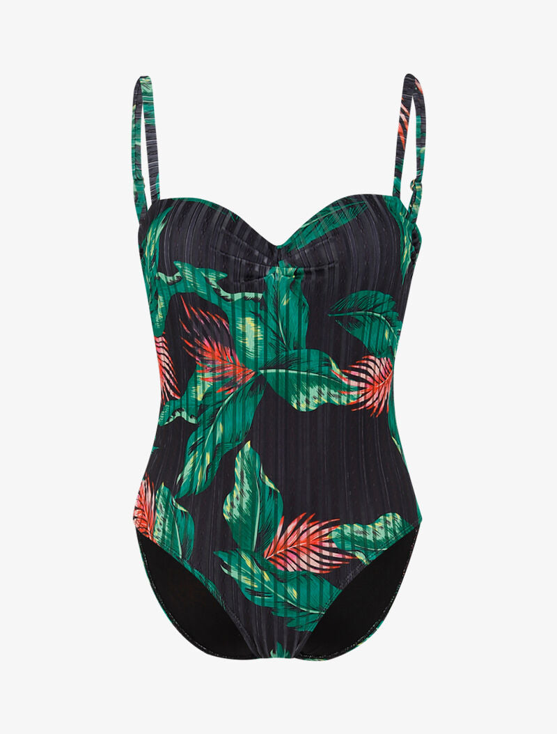 Monokini texturé à imprimé tropical - noir - 3