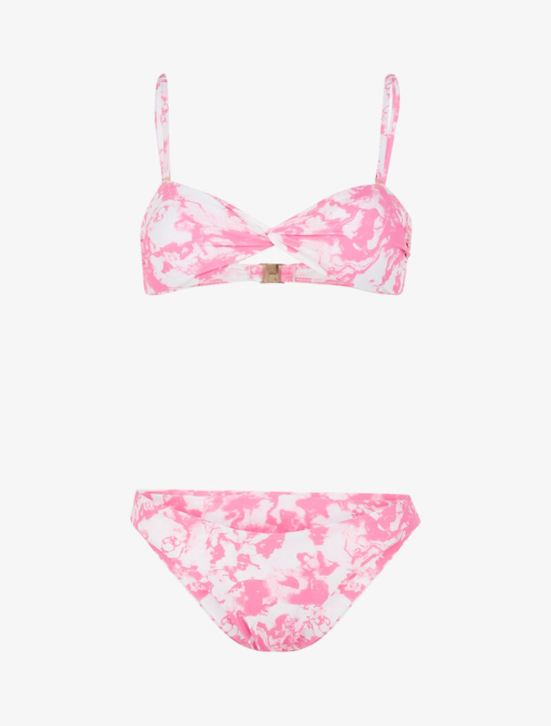 Bikini à imprimé délavé - rose - 3