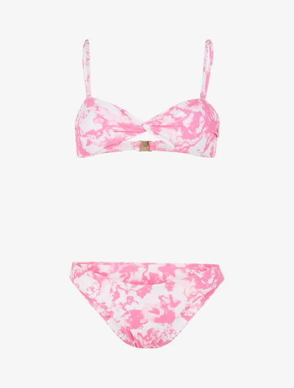 Bikini à imprimé délavé - rose - 3