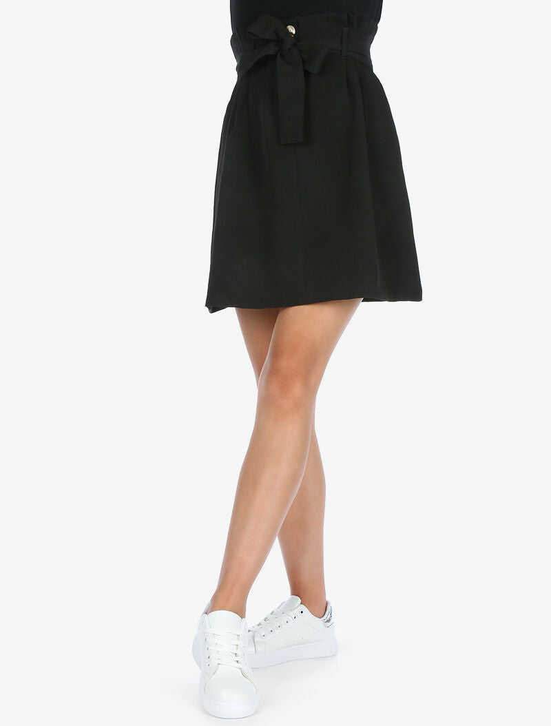 Jupe taille haute paper bag - noir - 3