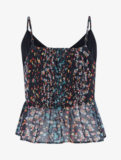 Débardeur court en voile imprimé - noir - 2