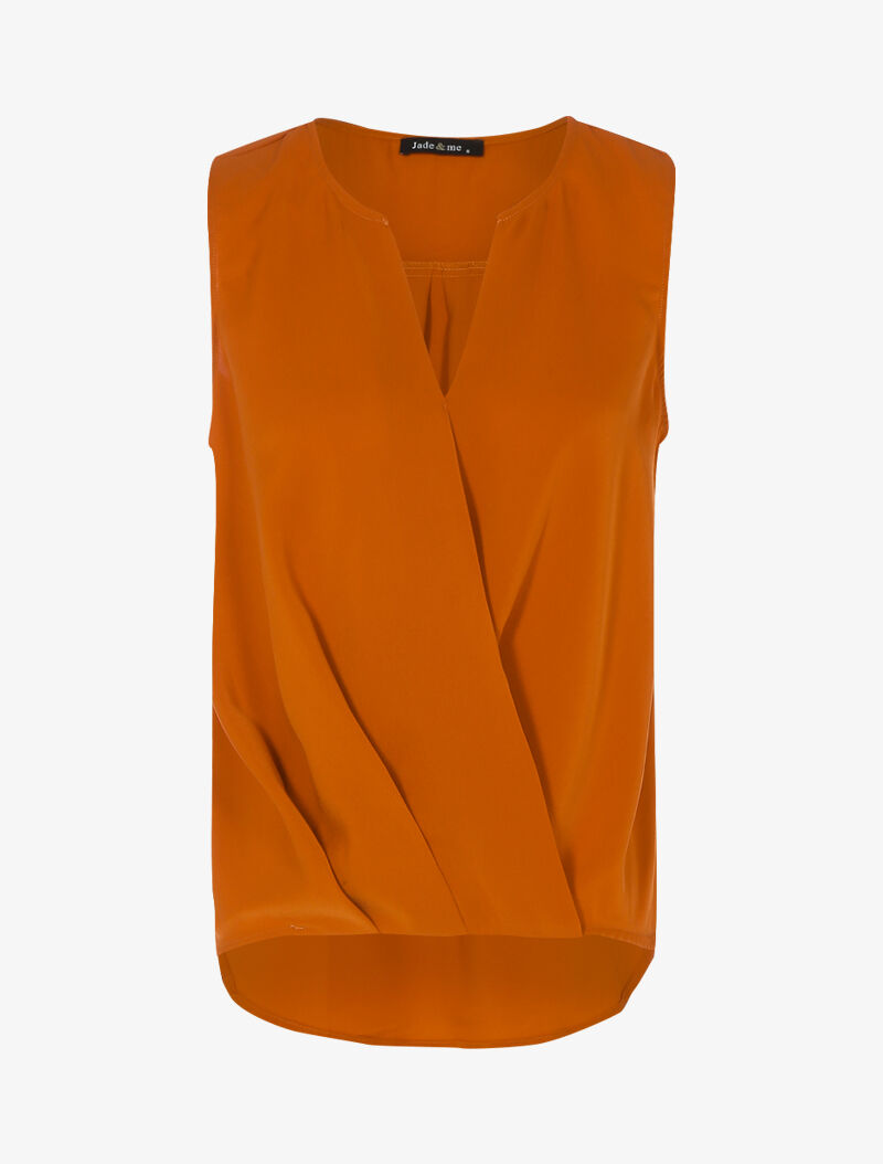 Blouse cache-coeur satiné à dos long - rouille - 1