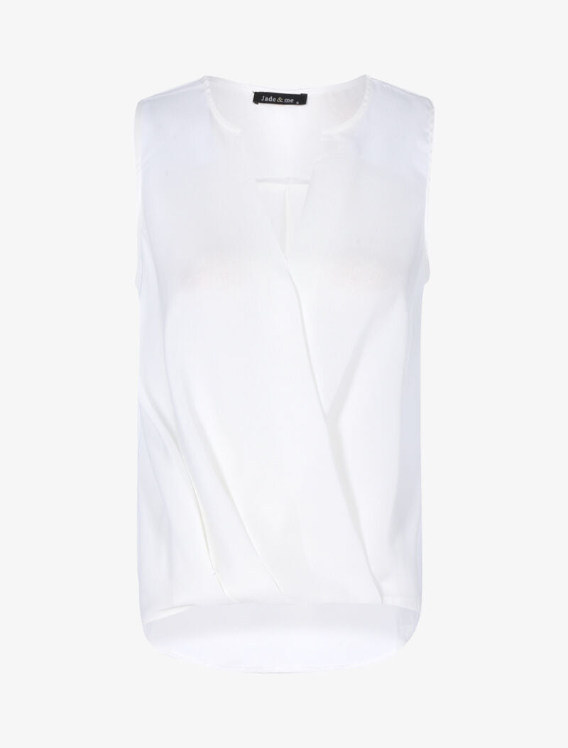 Blouse cache-coeur satiné à dos long - blanc - 3