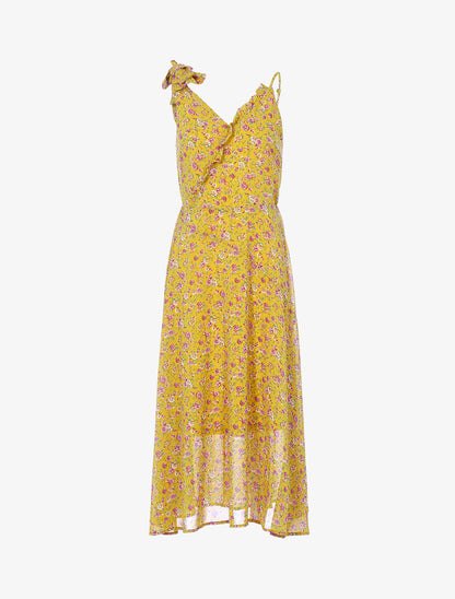 Robe longue à bretelles dépareillées - moutarde - 3