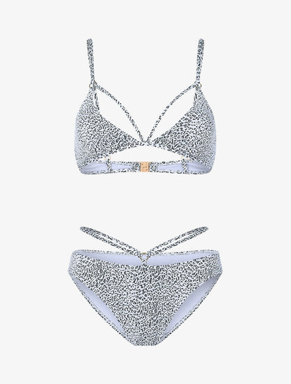 Bikini texturé lace-out - blanc et noir - 1