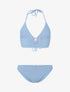 Bikini triangle côtelé à corset - bleu - 3
