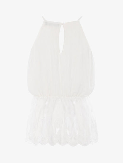 Top coupe boule à détails crochet - blanc - 2