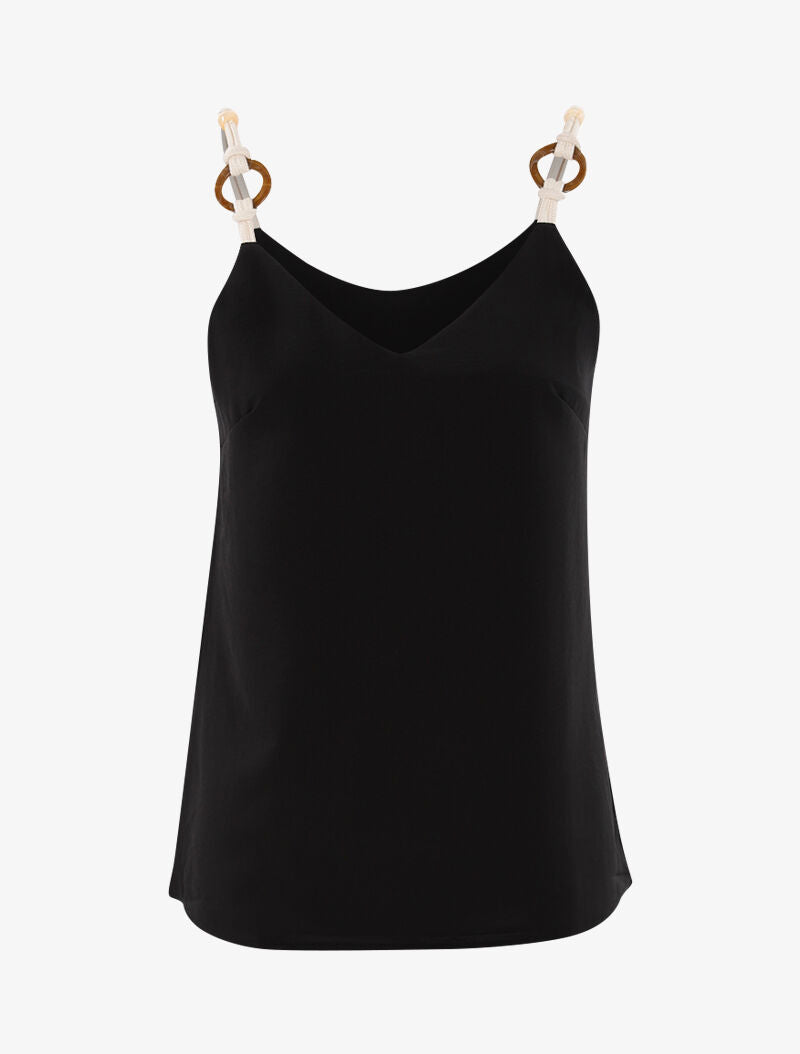 Top à bretelles effet cordes - noir - 1