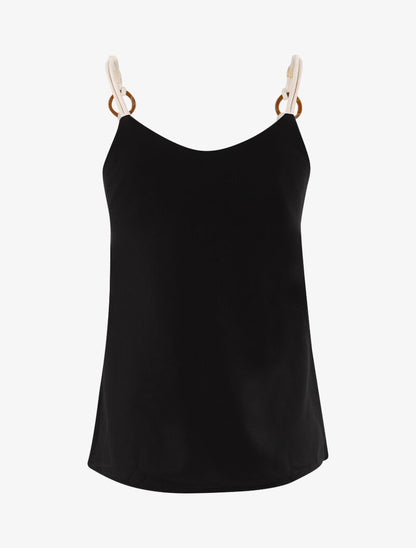 Top à bretelles effet cordes - noir - 2