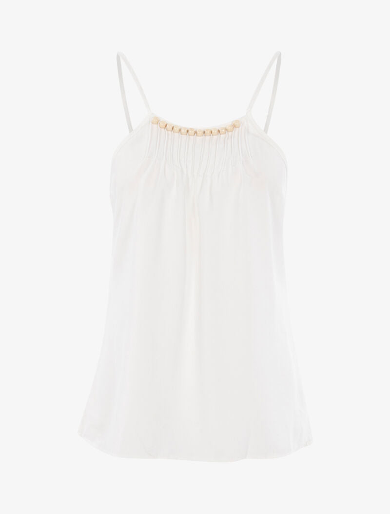 Top à encolure perlée - blanc - 3