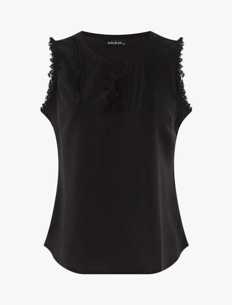 Top à détails plissés et crochet - noir - 3