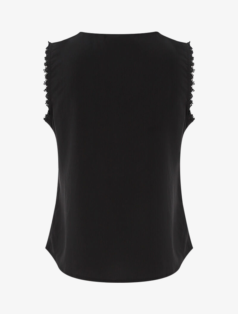 Top à détails plissés et crochet - noir - 2