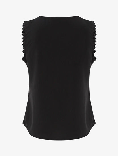 Top à détails plissés et crochet - noir - 2