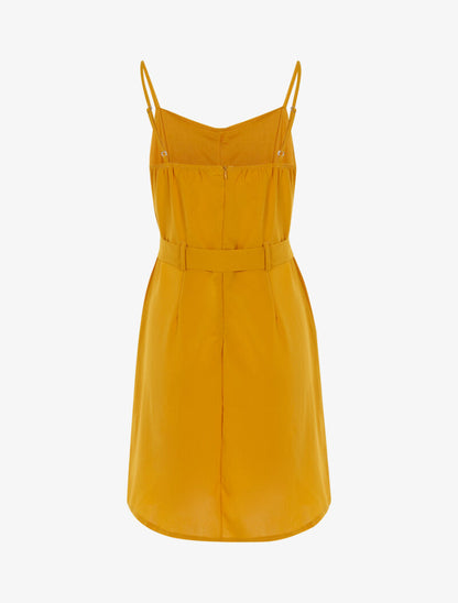 Robe à boutonnière et fronces - jaune - 2