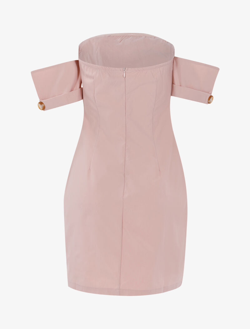 Robe moulante à encolure bardot - rose - 3