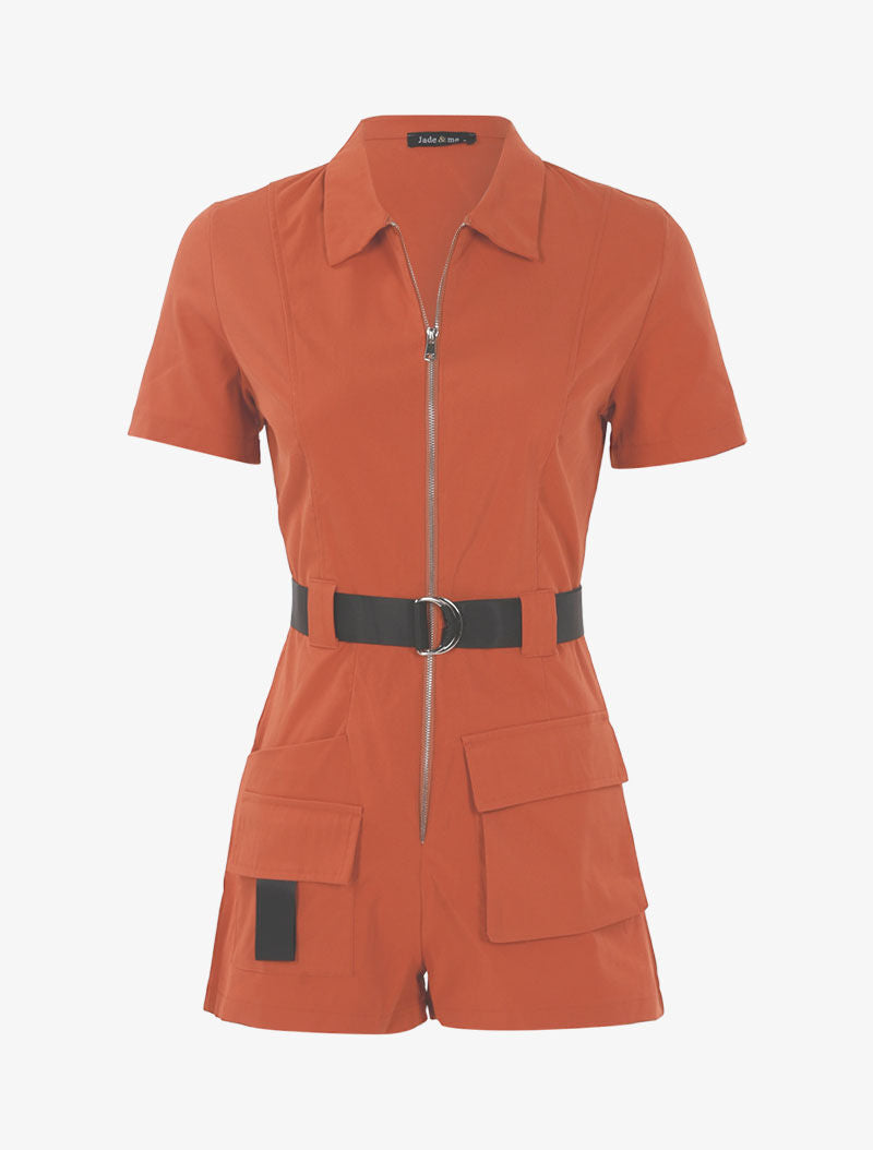 Combishort à détails contrastants - orange - 1