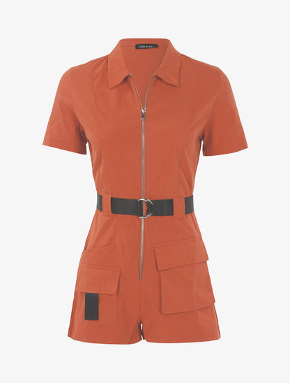 Combishort à détails contrastants - orange - 1