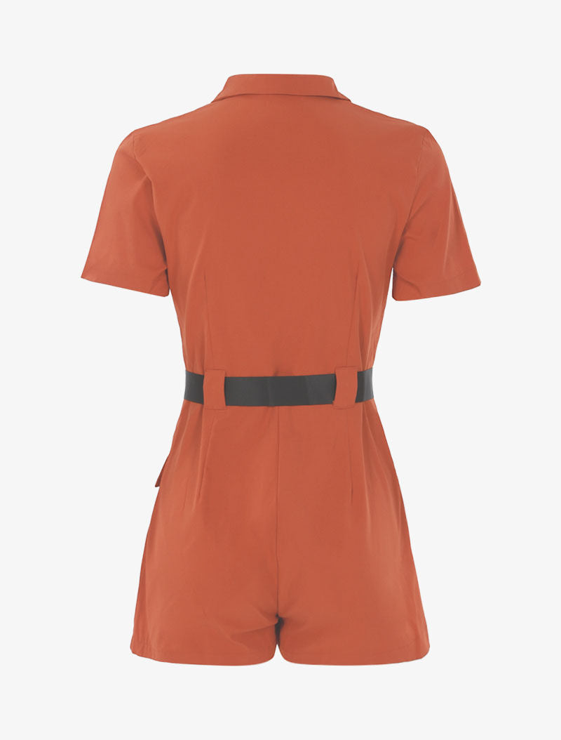 Combishort à détails contrastants - orange - 2