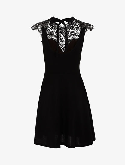 Robe patineuse à plastron dentelle - noir - 2