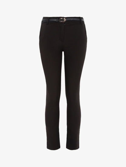 Pantalon uni ceinturé - noir - 1