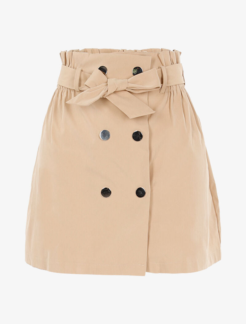 Jupe courte à boutons pression - beige - 1