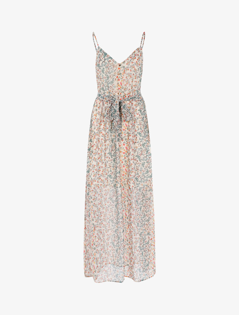 Robe longue à imprimé floral - beige - 3