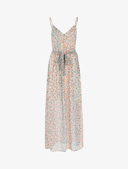 Robe longue à imprimé floral - beige - 3