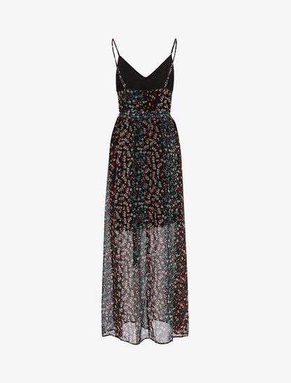 Robe longue à imprimé floral - noir - 2