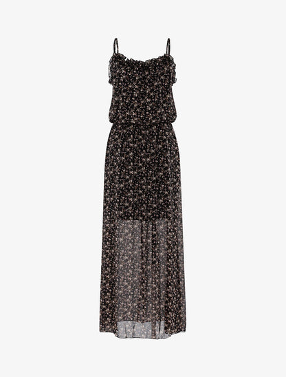 Robe longue à imprimé petites fleurs - noir - 3