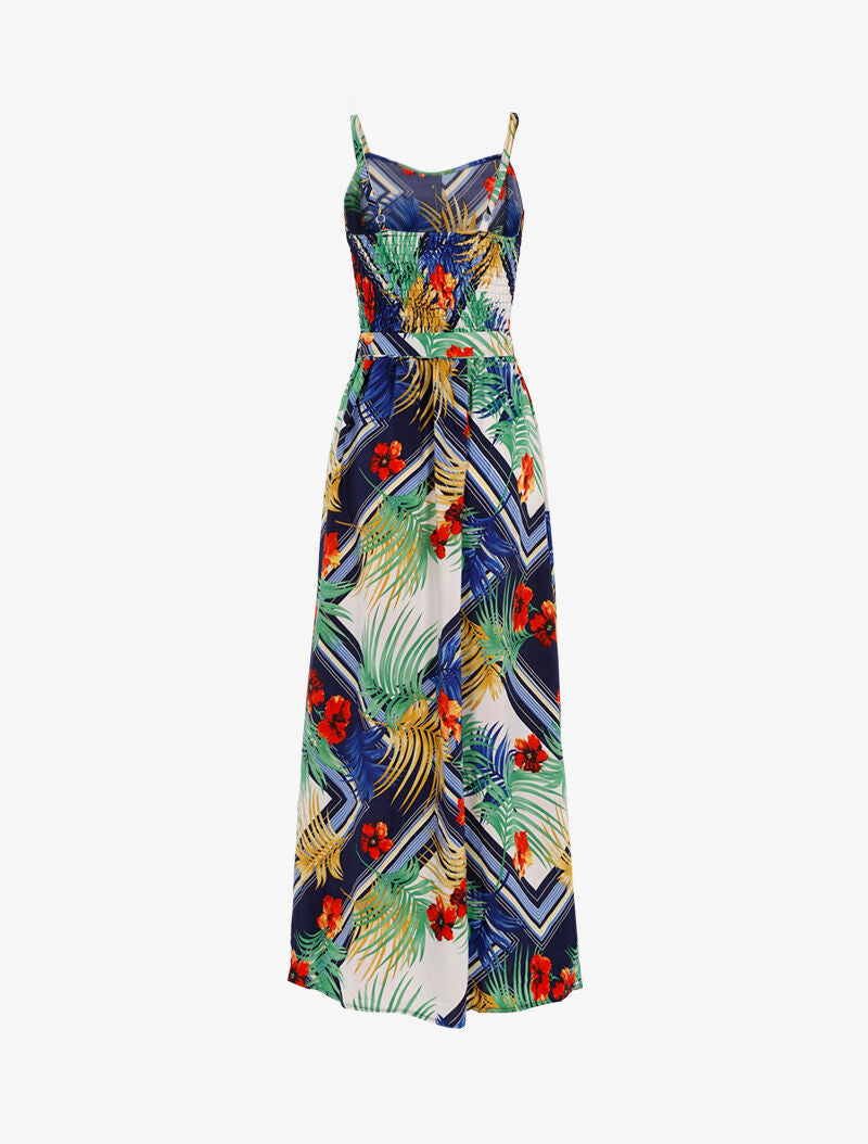 Robe à imprimé feuillages et fleurs - marine - 2