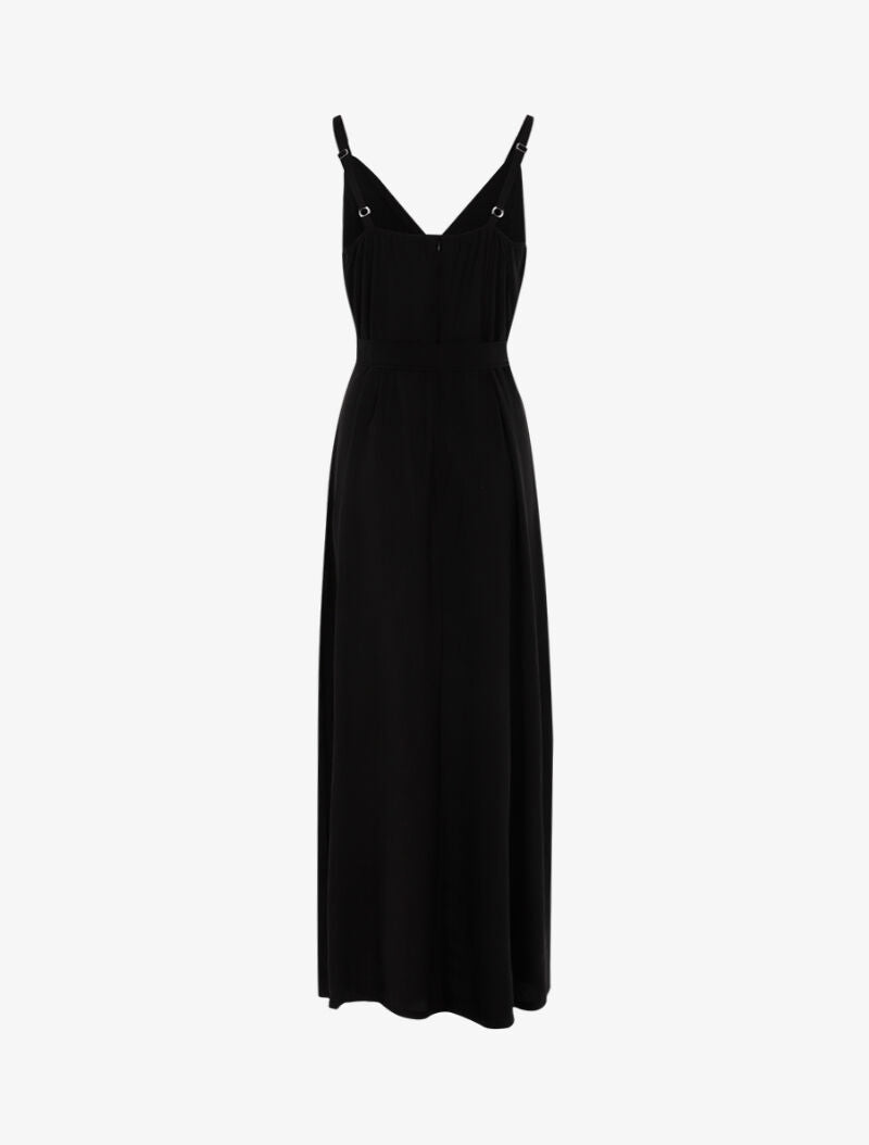 Robe longue à bord fendu volanté - noir - 2