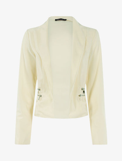 Veste ouverte à détails zippés - beige - 1