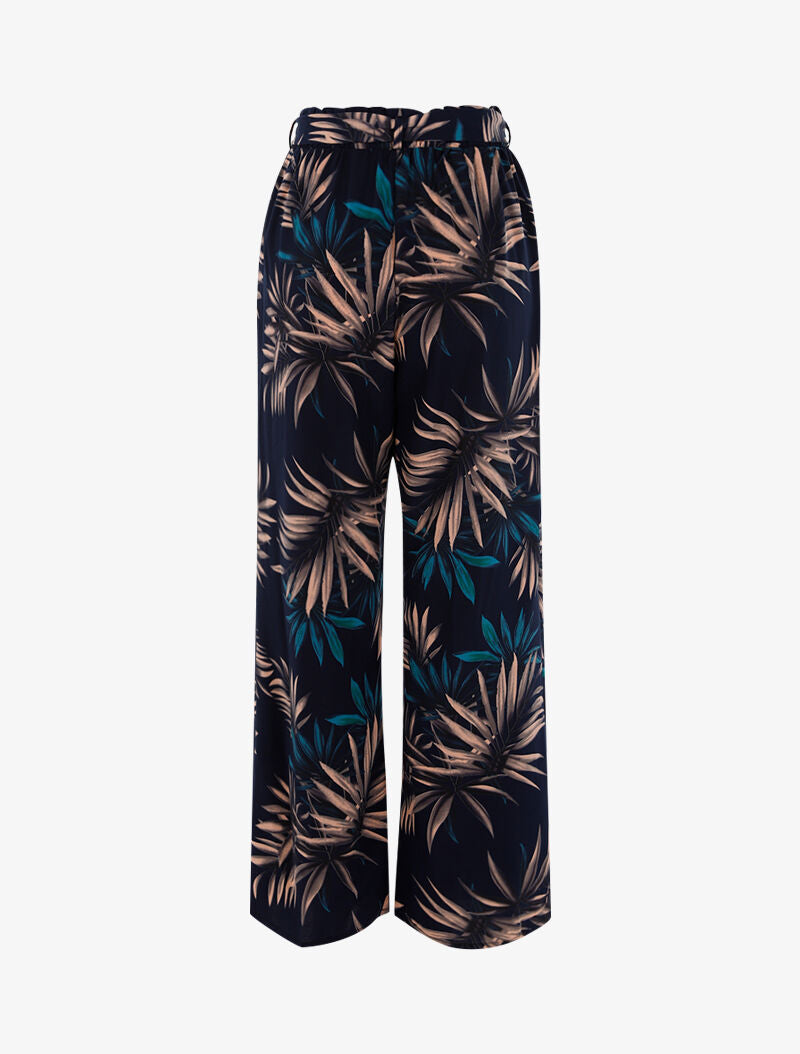Pantalon à imprimé feuillages - marine/noir - 2