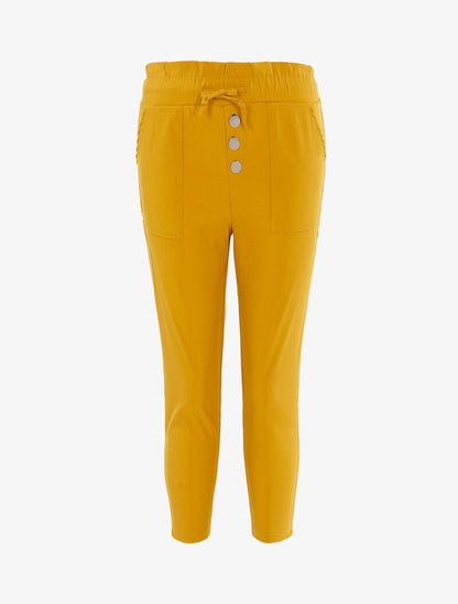 Pantacourt à taille empire - jaune - 1