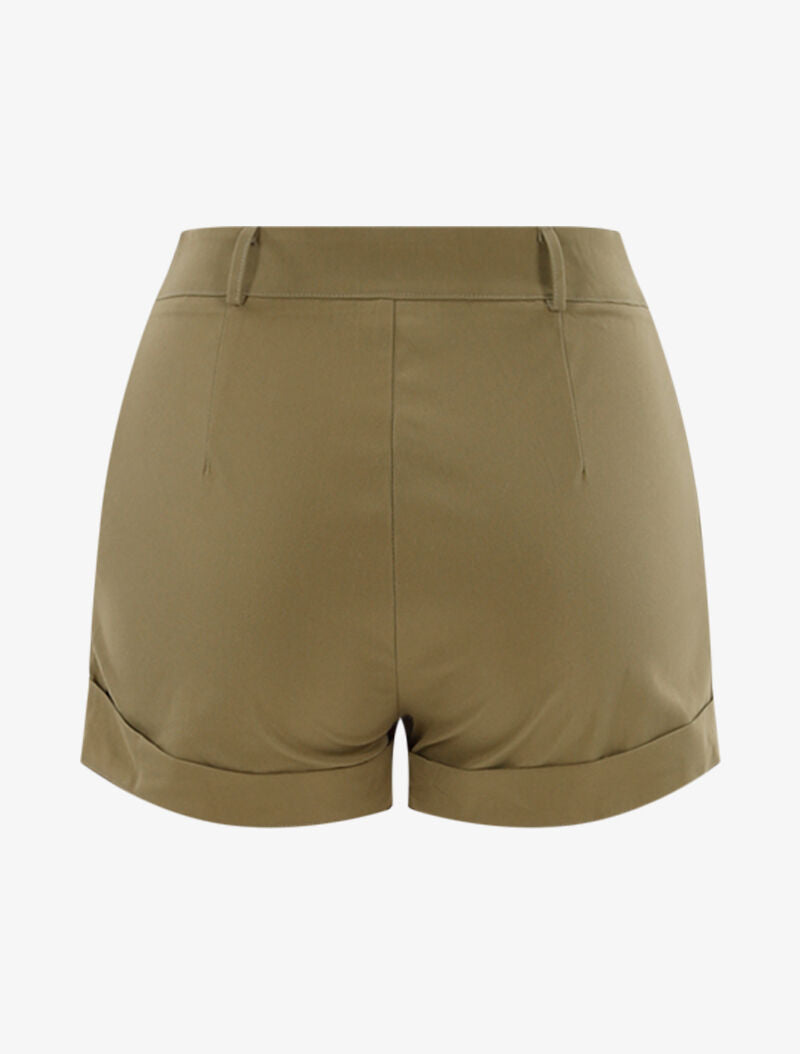 Short à boutons décoratifs - kaki - 2