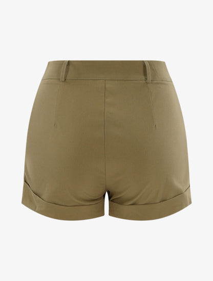 Short à boutons décoratifs - kaki - 2