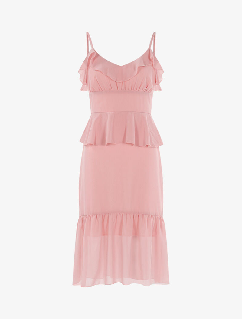 Robe en voile à volants - rose - 2