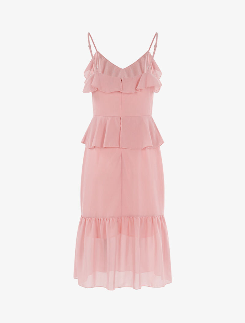 Robe en voile à volants - rose - 3